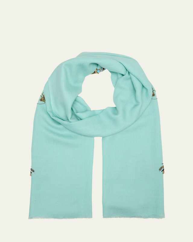Butterfly and Bugs Merino Wool Scarf
